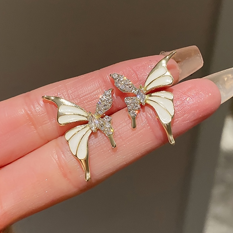 Women's Stylish Drip-Glaze Winged Butterfly Stud Earrings